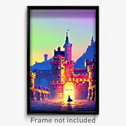 Pixel Art Poster - Zealous Castle (8 Bit Psychedelic Trippy Video Game Print)