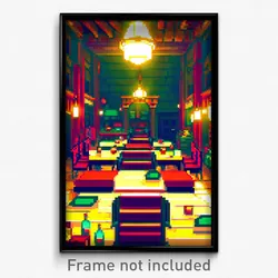 Pixel Art Poster - Villainous Tavern (8 Bit Psychedelic Trippy Video Game Print)