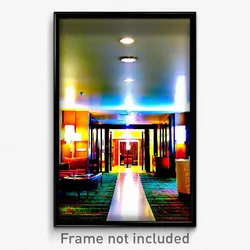 Pixel Art Poster - Warm Hotel Lobby (8 Bit Psychedelic Trippy Video Game Print)