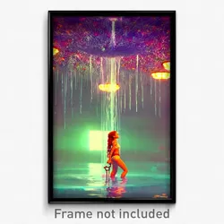 Pixel Art Poster - Watery Commune (8 Bit Psychedelic Trippy Video Game Print)