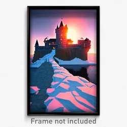 Pixel Art Poster - Arctic Castle (8 Bit Psychedelic Trippy Video Game Print)