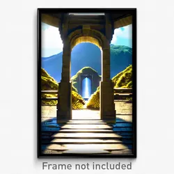 Pixel Art Poster - Mountainous Portal (8 Bit Psychedelic Video Game Print)