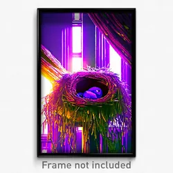 Pixel Art Poster - Purple Nest (8 Bit Psychedelic Trippy Weird Video Game Print)
