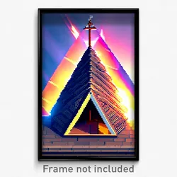 Pixel Art Poster - Triangular Tabernacle (8 Bit Psychedelic Video Game Print)