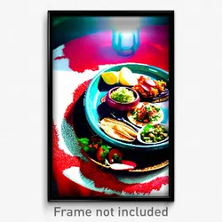 Pixel Art Poster - Complex Mexican Plate (8 Bit Psychedelic Video Game Print)