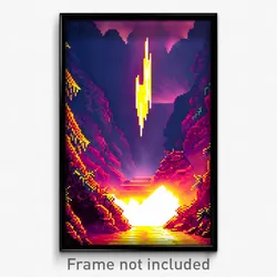 Pixel Art Poster - Thunderous Chasm (8 Bit Psychedelic Trippy Video Game Print)