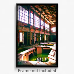 Pixel Art Poster - Abandoned Baths (8 Bit Psychedelic Trippy Video Game Print)