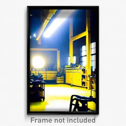 Pixel Art Poster - Yellow Workshop (8 Bit Psychedelic Trippy Video Game Print)