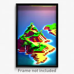 Pixel Art Poster - Imperfect Island (8 Bit Psychedelic Trippy Video Game Print)