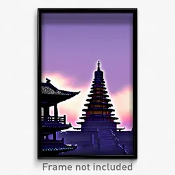 Pixel Art Poster - Barren Pagoda (8 Bit Psychedelic Trippy Video Game Print)