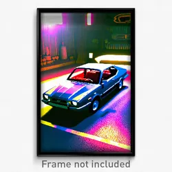 Pixel Art Poster - Ancient Car (8 Bit Psychedelic Trippy Weird Video Game Print)