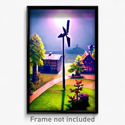 Pixel Art Poster - Tiny Windmill (8 Bit Psychedelic Trippy Video Game Print)