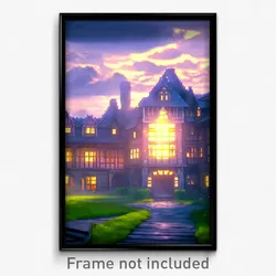 Pixel Art Poster - Cloudy Manor (8 Bit Psychedelic Trippy Video Game Print)