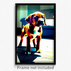 Pixel Art Poster - Big Puppy (8 Bit Psychedelic Trippy Weird Video Game Print)