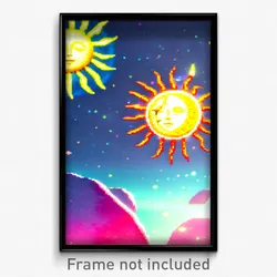Pixel Art Poster - Shifty Sun And Moon (8 Bit Psychedelic Video Game Print)