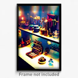 Pixel Art Poster - Tiny Haberdashery (8 Bit Psychedelic Trippy Video Game Print)