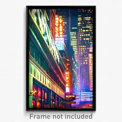 Pixel Art Poster - Lovely New York (8 Bit Psychedelic Trippy Video Game Print)