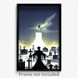 Pixel Art Poster - Haunted Boneyard (8 Bit Psychedelic Trippy Video Game Print)