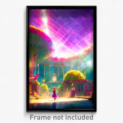 Pixel Art Poster - Heavenly Zoo (8 Bit Psychedelic Trippy Video Game Print)