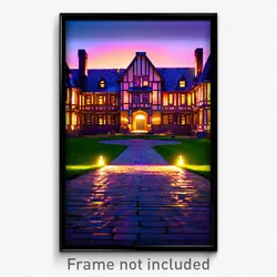 Pixel Art Poster - Tall Manor (8 Bit Psychedelic Trippy Weird Video Game Print)