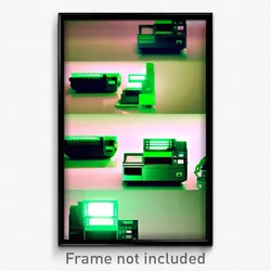 Pixel Art Poster - Green Printer (8 Bit Psychedelic Trippy Video Game Print)