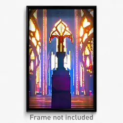 Pixel Art Poster - Flamboyant Ossuary (8 Bit Psychedelic Video Game Print)
