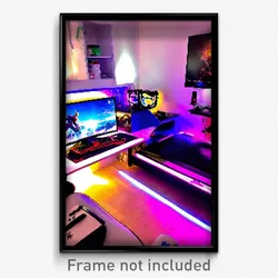 Pixel Art Poster - Unsightly Gaming Room (8 Bit Psychedelic Video Game Print)