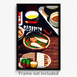 Pixel Art Poster - Attractive Ramen (8 Bit Psychedelic Trippy Video Game Print)