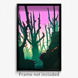Pixel Art Poster - Thorny Depths (8 Bit Psychedelic Trippy Video Game Print)