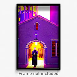 Pixel Art Poster - Purple Monastery (8 Bit Psychedelic Trippy Video Game Print)