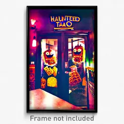 Pixel Art Poster - Haunted Tacos (8 Bit Psychedelic Trippy Video Game Print)