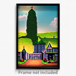 Pixel Art Poster - Wicked Farm (8 Bit Psychedelic Trippy Weird Video Game Print)