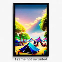 Pixel Art Poster - Upbeat Encampment (8 Bit Psychedelic Trippy Video Game Print)