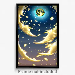 Pixel Art Poster - Glossy Moon Battle (8 Bit Psychedelic Video Game Print)