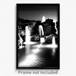 Pixel Art Poster - Black And White Grotto (8 Bit Psychedelic Video Game Print)