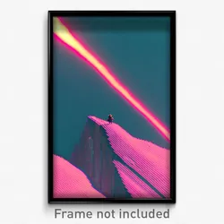 Pixel Art Poster - Glitchy Ridge (8 Bit Psychedelic Trippy Video Game Print)
