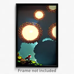 Pixel Art Poster - Bumpy Badland (8 Bit Psychedelic Trippy Video Game Print)