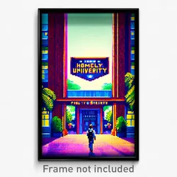Pixel Art Poster - Homely University (8 Bit Psychedelic Trippy Video Game Print)