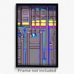 Pixel Art Poster - Wire Frame Glitchy Gaming Room (8 Bit Video Game Print)