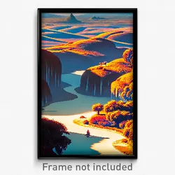 Pixel Art Poster - Cool Landscape (8 Bit Psychedelic Trippy Video Game Print)