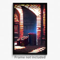 Pixel Art Poster - Lonely Cellar (8 Bit Psychedelic Trippy Video Game Print)