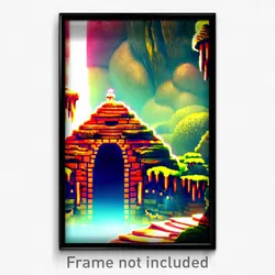 Pixel Art Poster - Droopy Grotto (8 Bit Psychedelic Trippy Video Game Print)