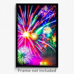 Pixel Art Poster - Colorful Fireworks (8 Bit Psychedelic Video Game Print)