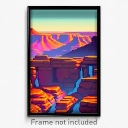 Pixel Art Poster - Animated Mesa (8 Bit Psychedelic Trippy Video Game Print)