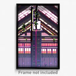 Pixel Art Poster - Thorny Factory (8 Bit Psychedelic Trippy Video Game Print)