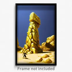 Pixel Art Poster - Golden Megalith (8 Bit Psychedelic Trippy Video Game Print)