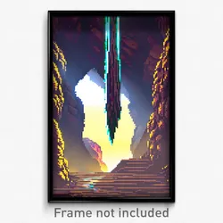 Pixel Art Poster - Unnatural Chasm (8 Bit Psychedelic Trippy Video Game Print)