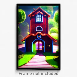 Pixel Art Poster - Gorgeous Cathouse (8 Bit Psychedelic Trippy Video Game Print)
