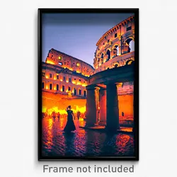 Pixel Art Poster - Orange Rome (8 Bit Psychedelic Trippy Weird Video Game Print)