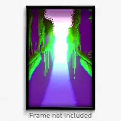 Pixel Art Poster - Glitchy Canal (8 Bit Psychedelic Trippy Video Game Print)